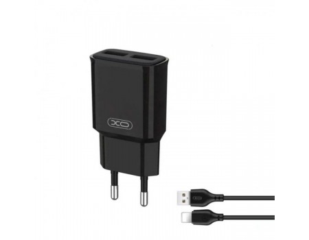 Сетевое зарядное устройство XO L92C EU dual 2.4A Charger with Lightning cable (NB103) Black