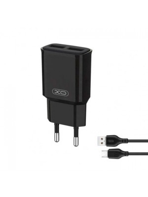 Сетевое зарядное устройство XO L92C EU dual 2.4A Charger with Micro cable (NB103) Black