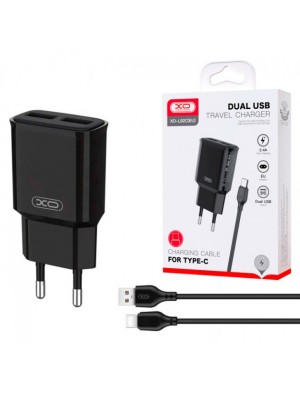 Сетевое зарядное устройство XO L92C EU dual 2.4A Charger with Type-c cable (NB103) Black