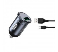 АЗП XO CC46 QC3.0 18W car charger with Micro cable Gray