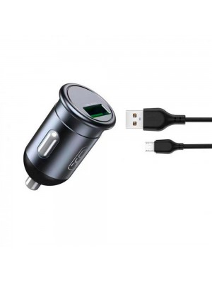 АЗП XO CC46 QC3.0 18W car charger with Micro cable Gray