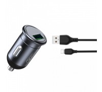 Автомобильное зарядное устройство XO CC46 QC3.0 18W car charger with Type-c cable Gray/Black