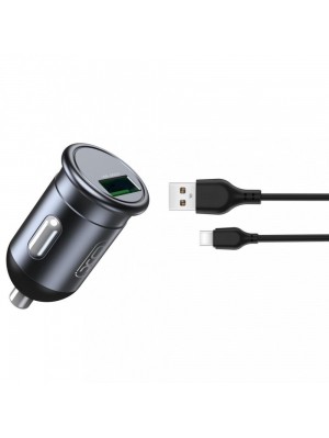 АЗП XO CC46 QC3.0 18W car charger with Type-c cable Gray
