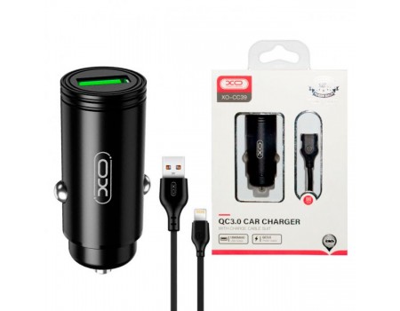АЗП XO CC39 QC3.0 18W Car charger with Lighting suit ( NB103 ) Black