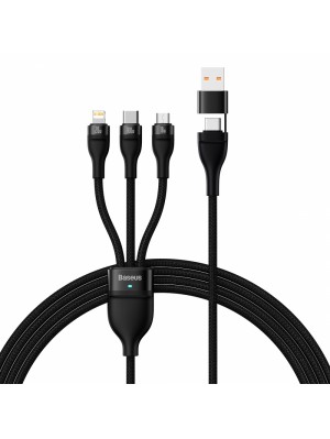 Кабель Baseus Flash Series Ⅱ Two-for-three Charging Cable USB + Type C to M + L + C 100W 1.2m Black