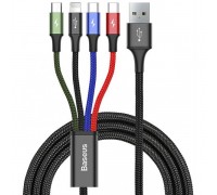 Кабель Baseus Fast 4-in-1 Cable For iP + Type-C ( 2 ) + Microsoft 3.5A 1.2m Black