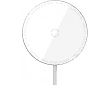 Бездротовий зарядний пристрій Baseus Simple Mini Magnetic Wireless Charger ( suit for IP12 with Type-C cable 1.5m ) White
