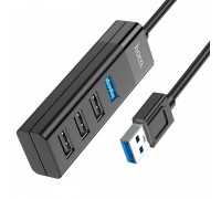 USB-хаб Hoco HB25 Easy mix 4-in-1 converter(USB to USB3.0+USB2.0*3) Black
