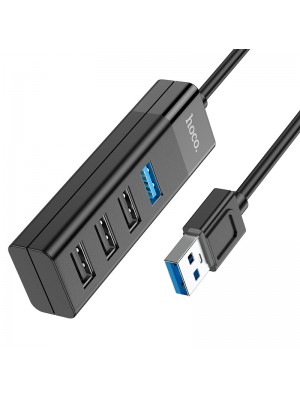 USB-хаб Hoco HB25 Easy mix 4-in-1 converter(USB to USB3.0+USB2.0*3) Black