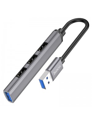 USB-хаб Hoco HB26 4 in 1 adapter(USB to USB3.0+USB2.0*3) Metal Gray