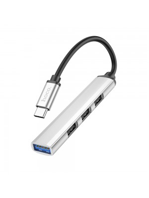 USB-хаб Hoco HB26 4 in 1 adapter(Type-C to USB3.0+USB2.0*3) Silver