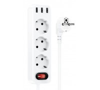 Сетевой фильтр Hoco NS2 3-position extension cord socket(including 3*USB output) (EU/GER) 1.8M White