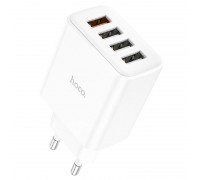 Мережевий  зарядний пристрій Hoco C102A Fuerza QC3.0 four-port charger ( EU ) White