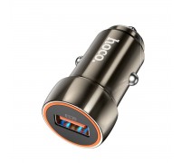 Автомобильное зарядное устройство Hoco Z46 Blue shield single port QC3.0 car charger Metal Gray