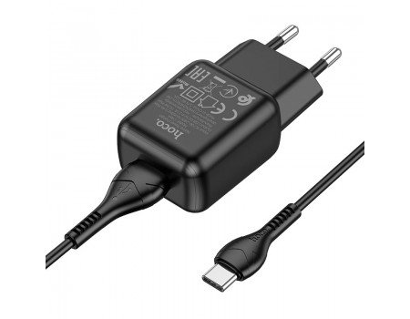 Сетевое зарядное устройство Hoco C96A single port charger set(Type-C)(EU) Black