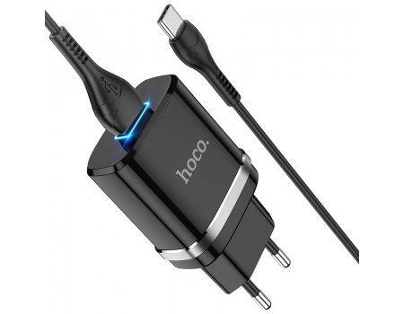 Сетевое зарядное устройство Hoco N1 Ardent single port charger set(for Type-C)(EU) Black