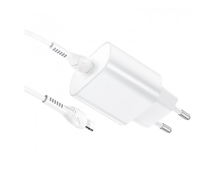 Сетевое зарядное устройство Hoco N22 Jetta PD25W charger set(C to iP)(EU) White