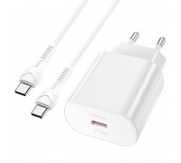 Мережевий  зарядний пристрій Hoco N22 Jetta PD25W charger set ( Type-C to Type-C ) ( EU ) White