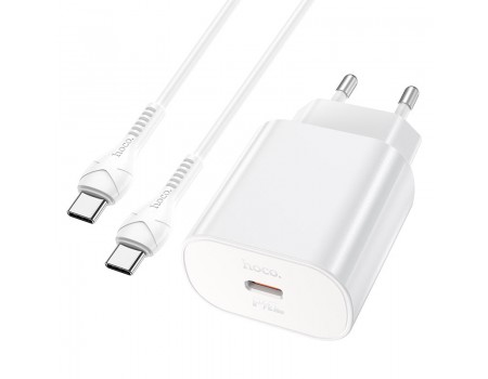 Сетевое зарядное устройство Hoco N22 Jetta PD25W charger set(Type-C to Type-C)(EU) White