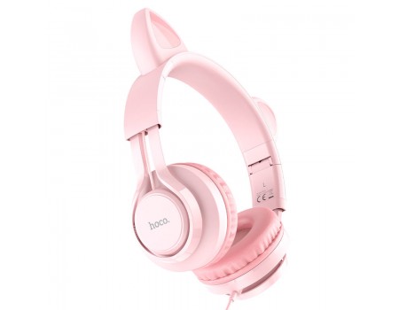 Навушники Hoco W36 Cat ear headphones with mic Pink
