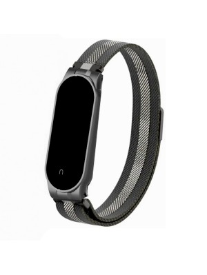 Ремешок Миланская Петля Mi Band 7 Black/Silver (23)