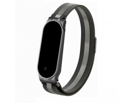 Ремешок Миланская Петля Mi Band 7 Black/Silver (23)