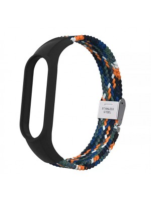 Ремешок Braided Buckle Mi Band 3/4/5/6/7 Black Orange (17)