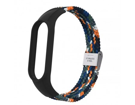 Ремешок Braided Buckle Mi Band 3/4/5/6/7 Black Orange (17)