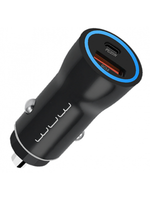 Автомобильное зарядное устройство WUW C146 USB &amp; Type-C port PD &amp; QC3.0 fast car charger Black