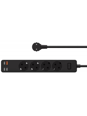 Сетевой фильтр WIWU Smart Power Strip EU (4×220V+3USB+USB-C 20W) Black