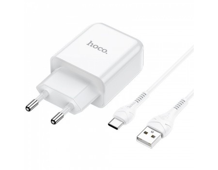 Зарядное устройство Hoco N2 Vigour (1 USB) + Кабель Type-C white