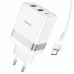 Зарядное устройство Hoco N21 Pro Tourer 30W (2xUSB + Type-C) + Кабель Type-C to Lightning white