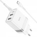 Зарядное устройство Hoco N21 Pro Tourer 30W (2xUSB + Type-C) + Кабель Type-C to Lightning white