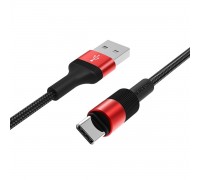 Кабель BOROFONE BX21 USB to Type-C 3A, 1m, nylon, aluminum connectors, Red