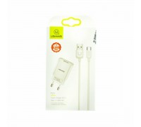МЗП Usams T21 Charger kit T18 single USB EU charger +Uturn Type-C cable White