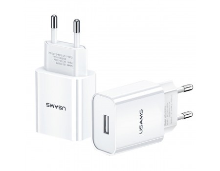 Сетевое зарядное устройство для Usams US-CC075 T18 Single USB Travel Charger (EU) White