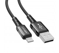 Кабель ACEFAST C1-02 USB to iP 2.4A, 1.2m, nylon, aluminum connectors, Black