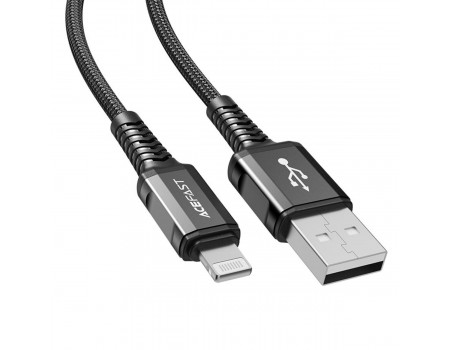 Кабель ACEFAST C1-02 USB to iP 2.4A, 1.2m, nylon, aluminum connectors, Black