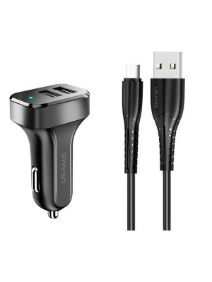 Автомобильное зарядное устройство Usams Travel Car Charger Kit King Tu Series (U35 Micro Cable 1M + C13 Dual USB Car Charger) Black