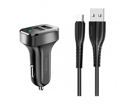 Автомобильное зарядное устройство Usams Travel Car Charger Kit King Tu Series (U35 Micro Cable 1M + C13 Dual USB Car Charger) Black