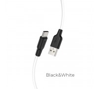 Кабель HOCO X21 Plus USB to Type-C 3A, 1m, silicone, silicone connectors, Black+White