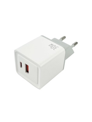 Мережевий зарядний пристрій Mibrand MI-30 GaN 30W Travel Charger USB-A + USB-C White