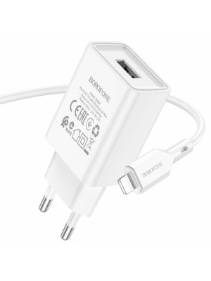 Сетевое зарядное устройство для BOROFONE BA68A Glacier single port charger set(iP) White