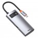 USB Hub Baseus Metal Gleam Series 4-in-1 Multifunctional Type-C HUB Docking Station Gray （Type-C to USB3.0*3+RJ45*1）