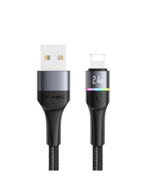 Кабель Usams US-SJ534 U76 Lightning Aluminum Alloy Data Cable With Colorful Light 1.2m Black