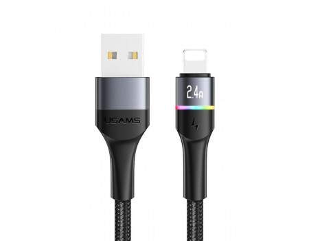 Кабель Usams US-SJ534 U76 Lightning Aluminum Alloy Data Cable With Colorful Light 1.2m Black