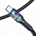 Кабель Usams US-SJ536 U76 Type-C 6A Fast Charging &amp; Data Cable With Colorful Light 1.2m Black