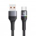 Кабель Usams US-SJ536 U76 Type-C 6A Fast Charging &amp; Data Cable With Colorful Light 1.2m Black