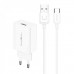 Сетевое зарядное устройство Usams T48 Travel Charger Kit 18W (T22 Single USB QC3.0 Charger EU+Uturn Type-C Cable 1M) White