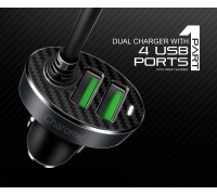 Автомобільний зарядний пристрій CHAROME C7 4-Port Front and Back Seat Car Charger Black
